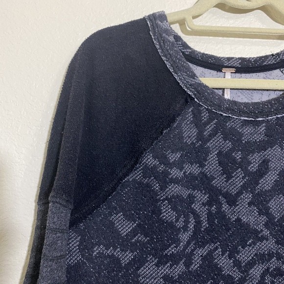 Free People Bed of Rose Print Womens Tunic Size S Charcoal Pullover - Picture 5 of 11